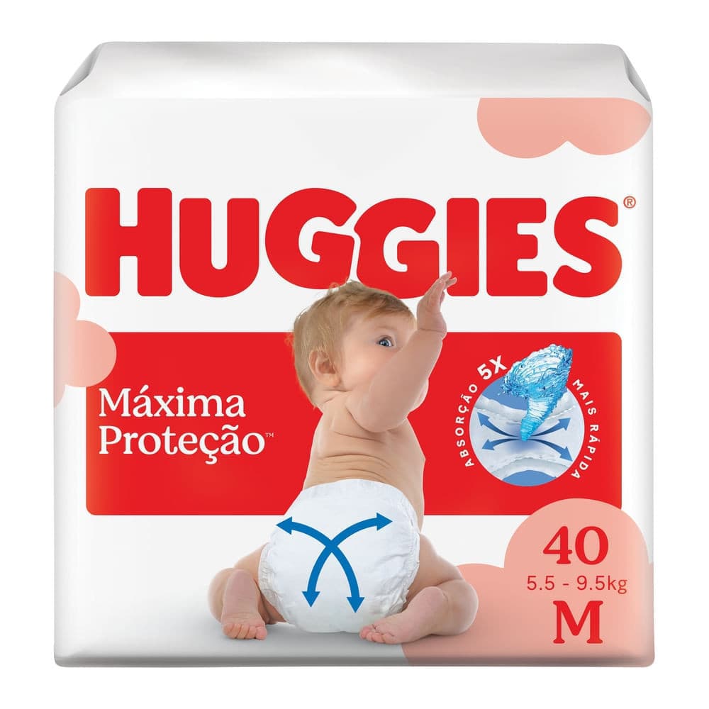 Fralda Descartável Máxima Proteção M 40 Unidades Huggies