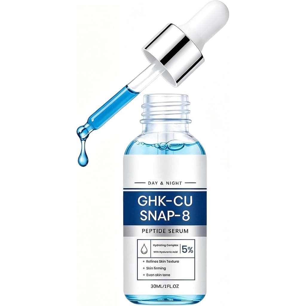Sérum Facial Anti-Idade com Peptídeos Dia&Noite – GHK-CUCperPeptide1% com SNAP-8, Multi-Peptídeos, com 5% de Ácido Hialu