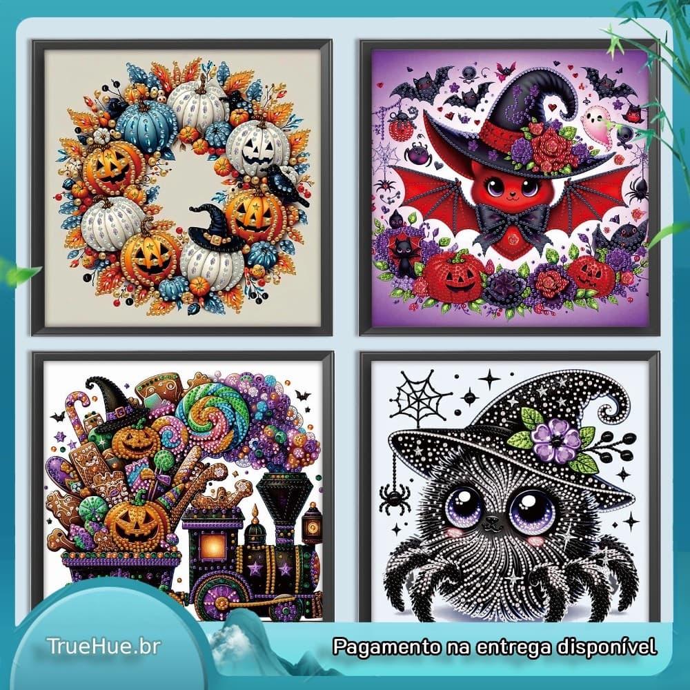 Kit De Pintura De Diamante Em Tela De Strass De Halloween 5D Broca Parcial Abóbora Fantasma 30x30cm