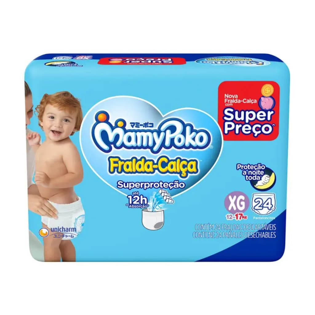 Fralda Infantil Mamypoko Calça Superproteção XG 24 Unidades