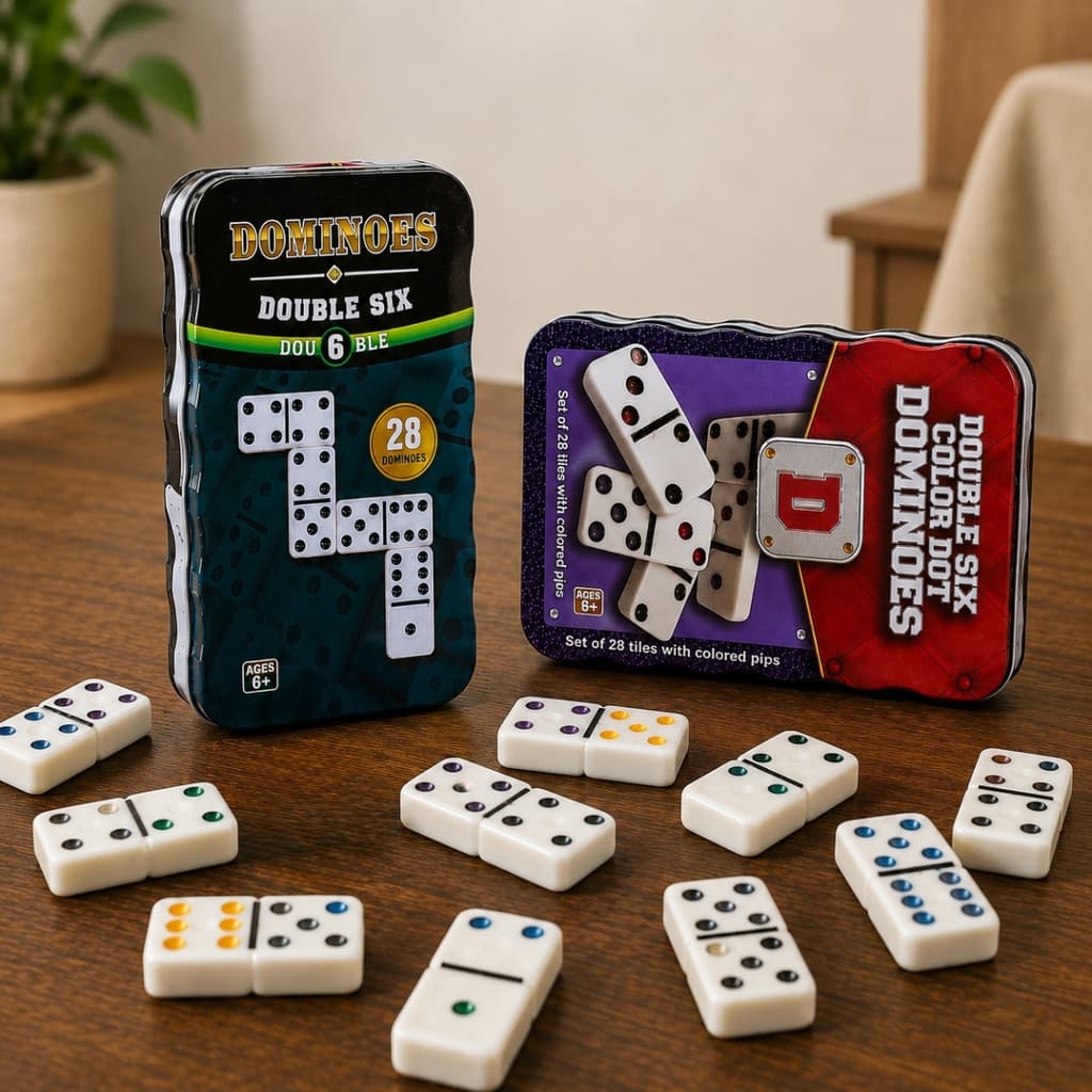 Dominó 28 Peças com Estojo 2 Tamanhos Jogo de Mesa Clássico Tradicional Família Amigos Viagem Adulto Criança Presente