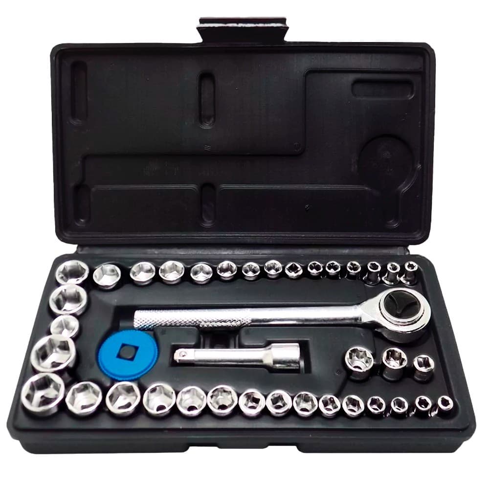 Jogo de soquete sextavado c/ catraca e estojo 40pcs Titanium