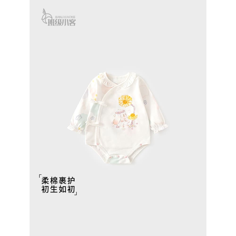 Bebê menina bebê macacão roupas de bebê outono inverno bebê recém-nascido macacão de manga comprida puro algodão triângu