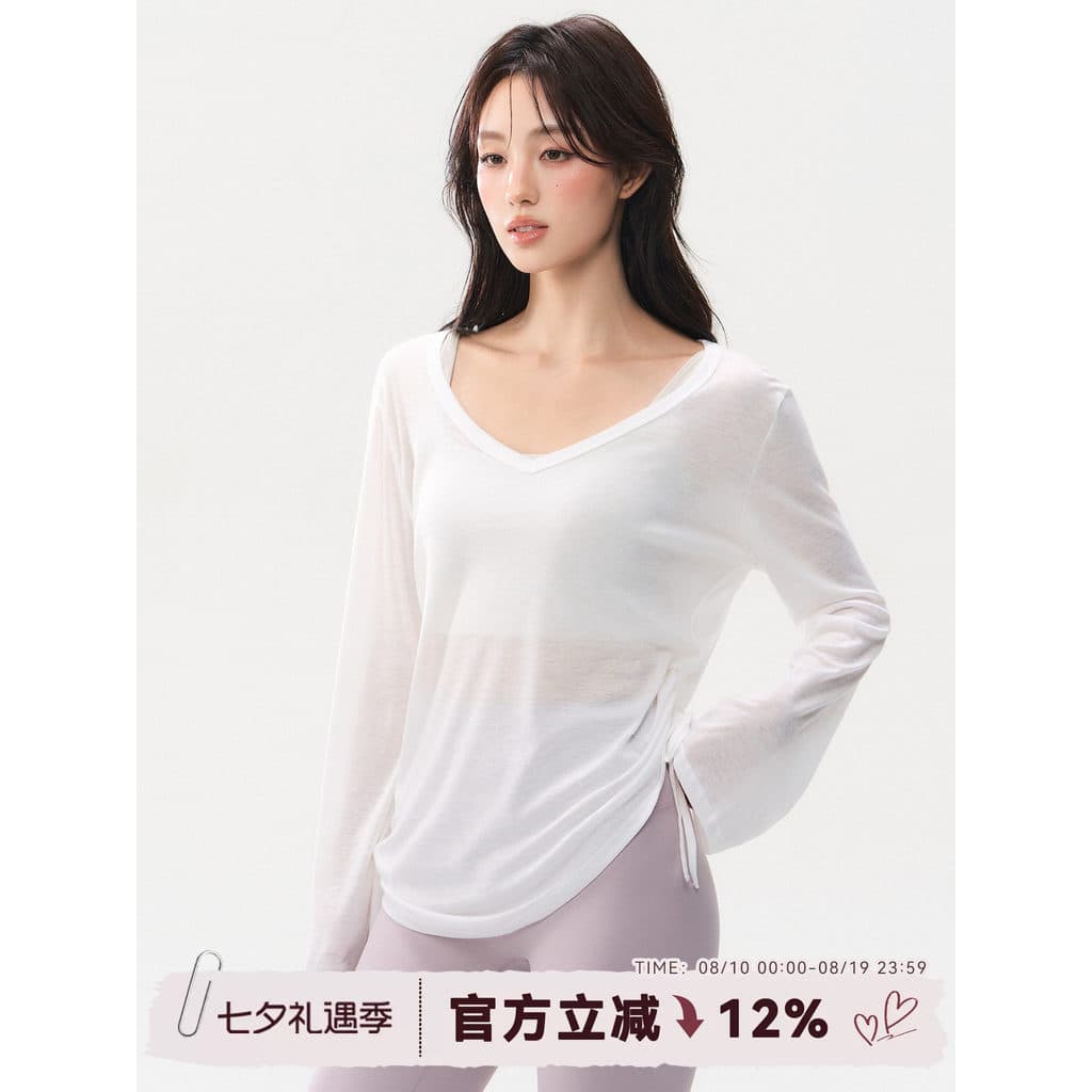 Pêssego menina solta roupas de Fitness feminino manga comprida roupas de Yoga blusa de secagem rápida absorvente de suor