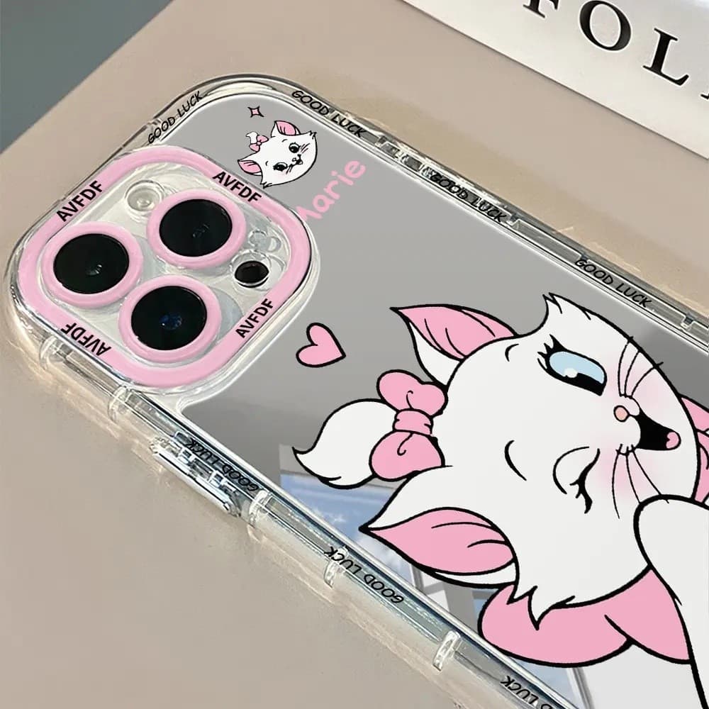 Capinha de Celular Gatinha Marie capa de celular espelhada Aplicável a iPhone 17promax 16 15 14 13 12 11 PRO SE AIR 7 8 