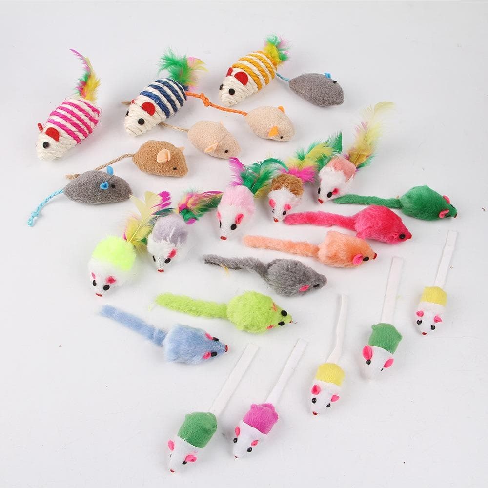 16/24/48PCS Brinquedo De Pelúcia De Gato De Estimação Interativo Simulação Ratos Resistência À Mordida Colorido