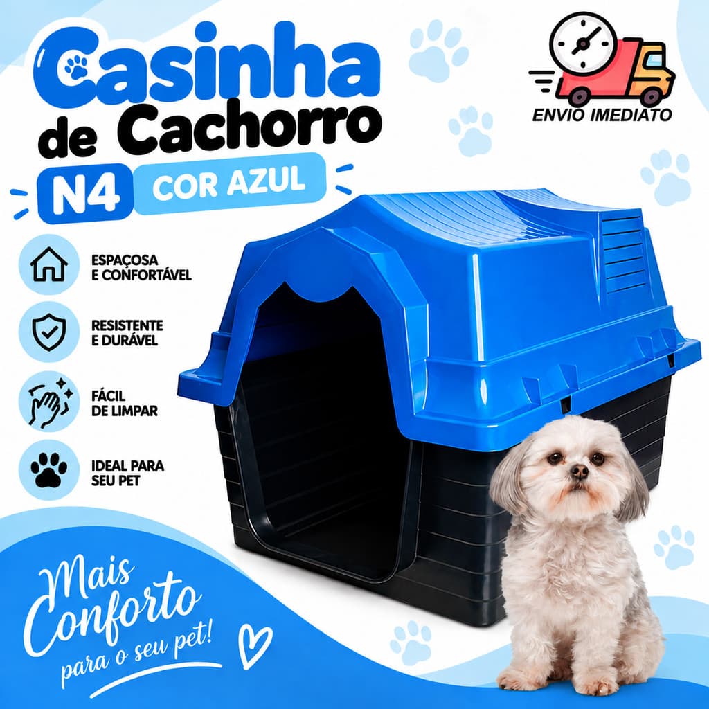 Casinha De Cachorro N4 ou N3 HouseDOG Casa Pet Para Cachorro de Porte Pequeno e Médio várias cores