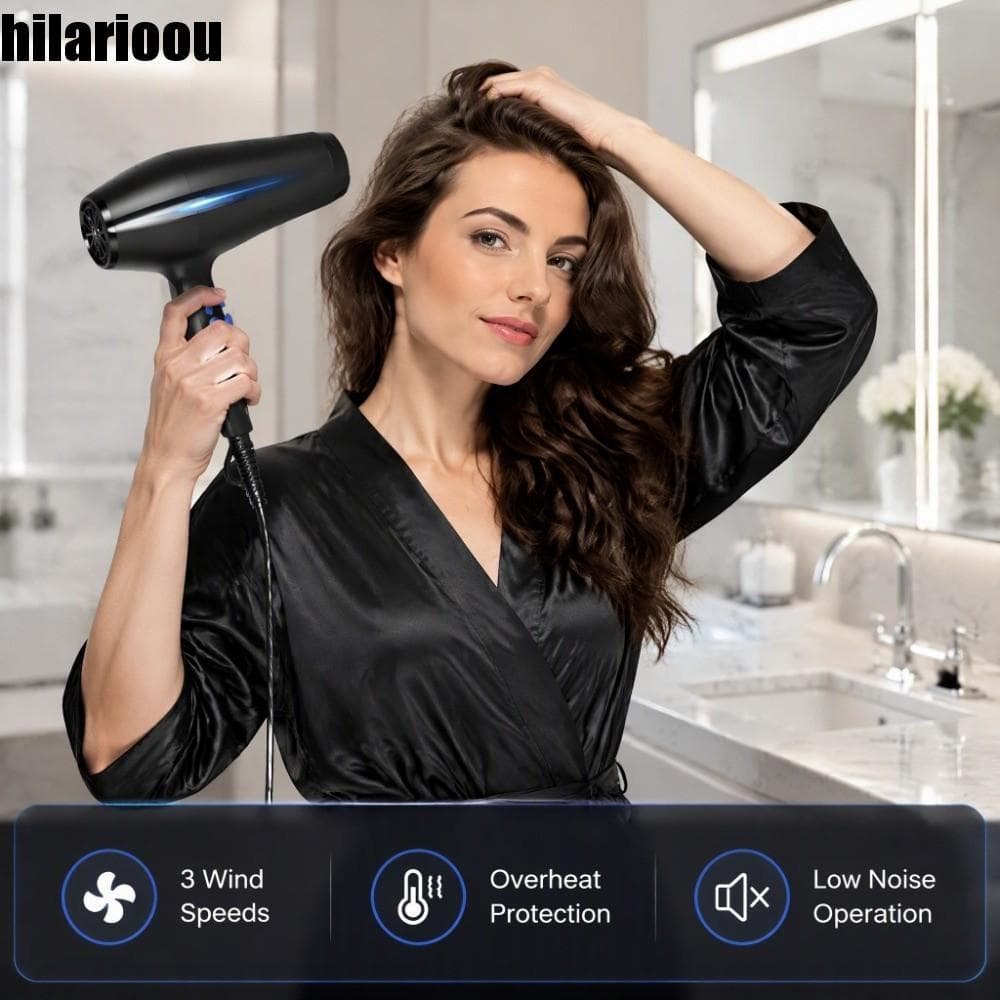 HILARIOOU Secador De Cabelo , Profissional De 800 W , Ferramenta De Penteado Com Soprador De Proteção Contra Superaqueci