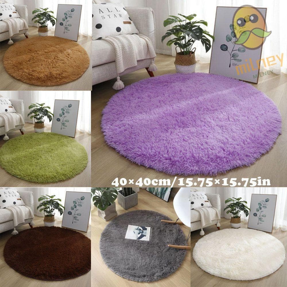 Tapetes De Sala De Estar MILLNEY , Tapete Redondo Antiderrapante Espesso Peludo De Pelúcia Macio De 40 Cm De Cor Sólida