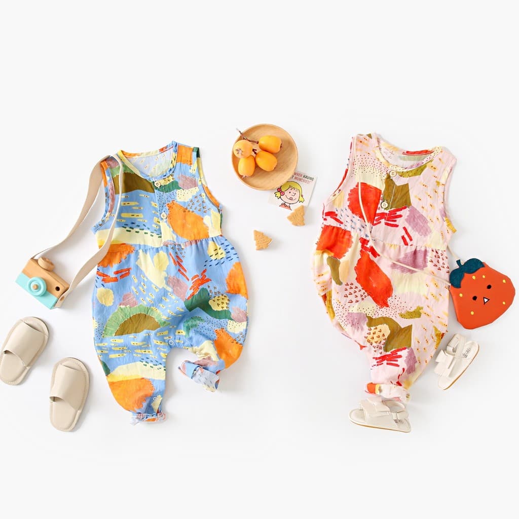 Macacão de bebê roupas de bebê Floral verão bebê menina macacão estilo coreano estilo ocidental colete macacão praia fér