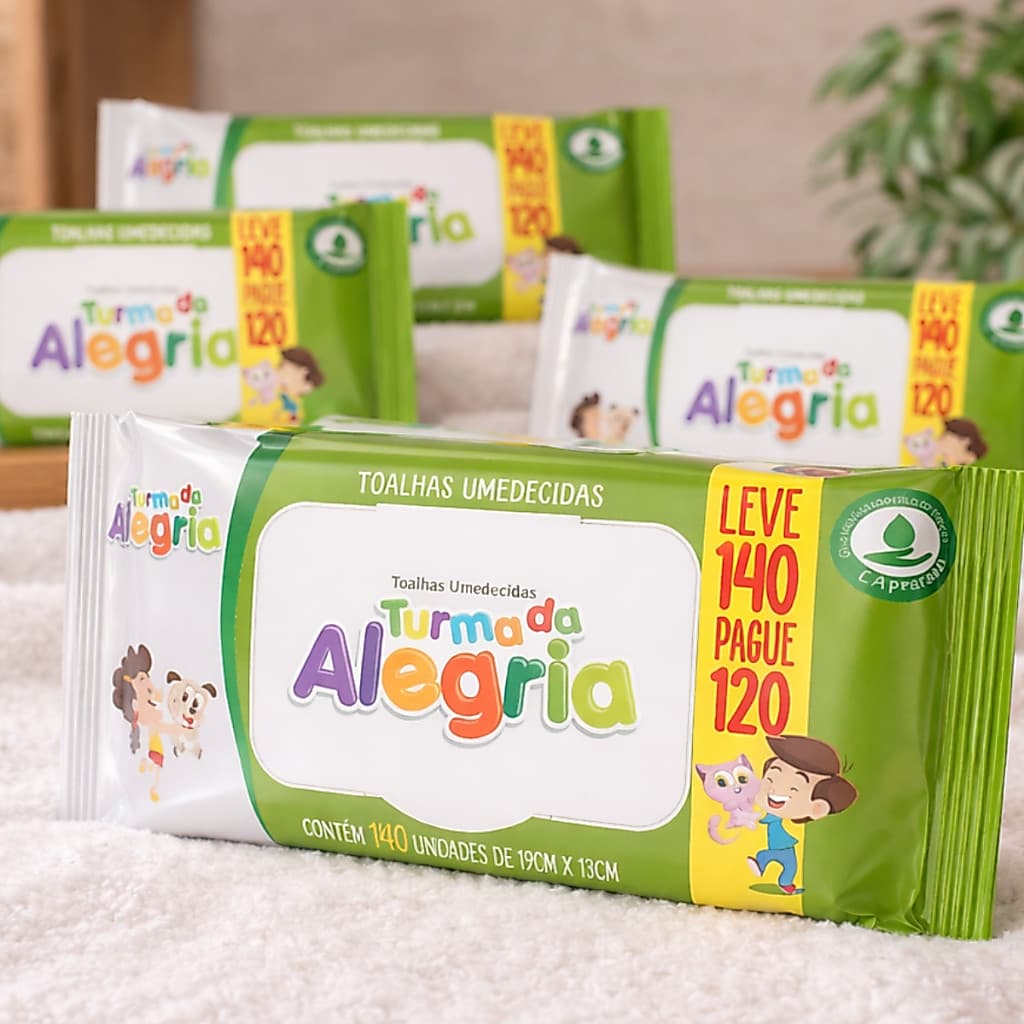 Kit 420 Lenços Umedecido Turma da Alegria Toalhinha Umedecida Bebê Higiene Infantil Pele Sensível