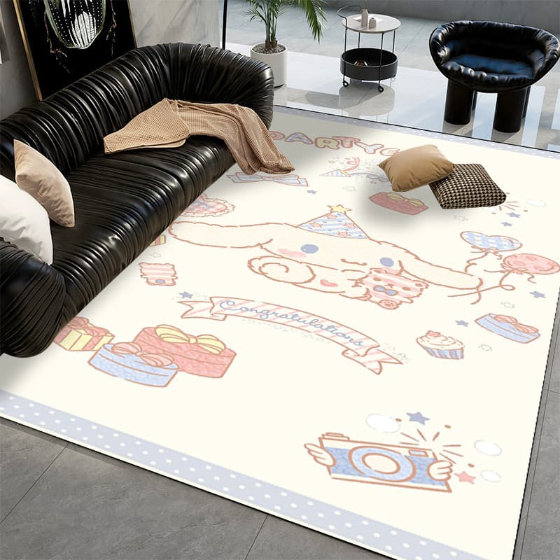 Sanrio Cartoon kt gato sala de estar tapete tamanho grande cristal veludo quarto tapete sofá mesa de café antiderrapante