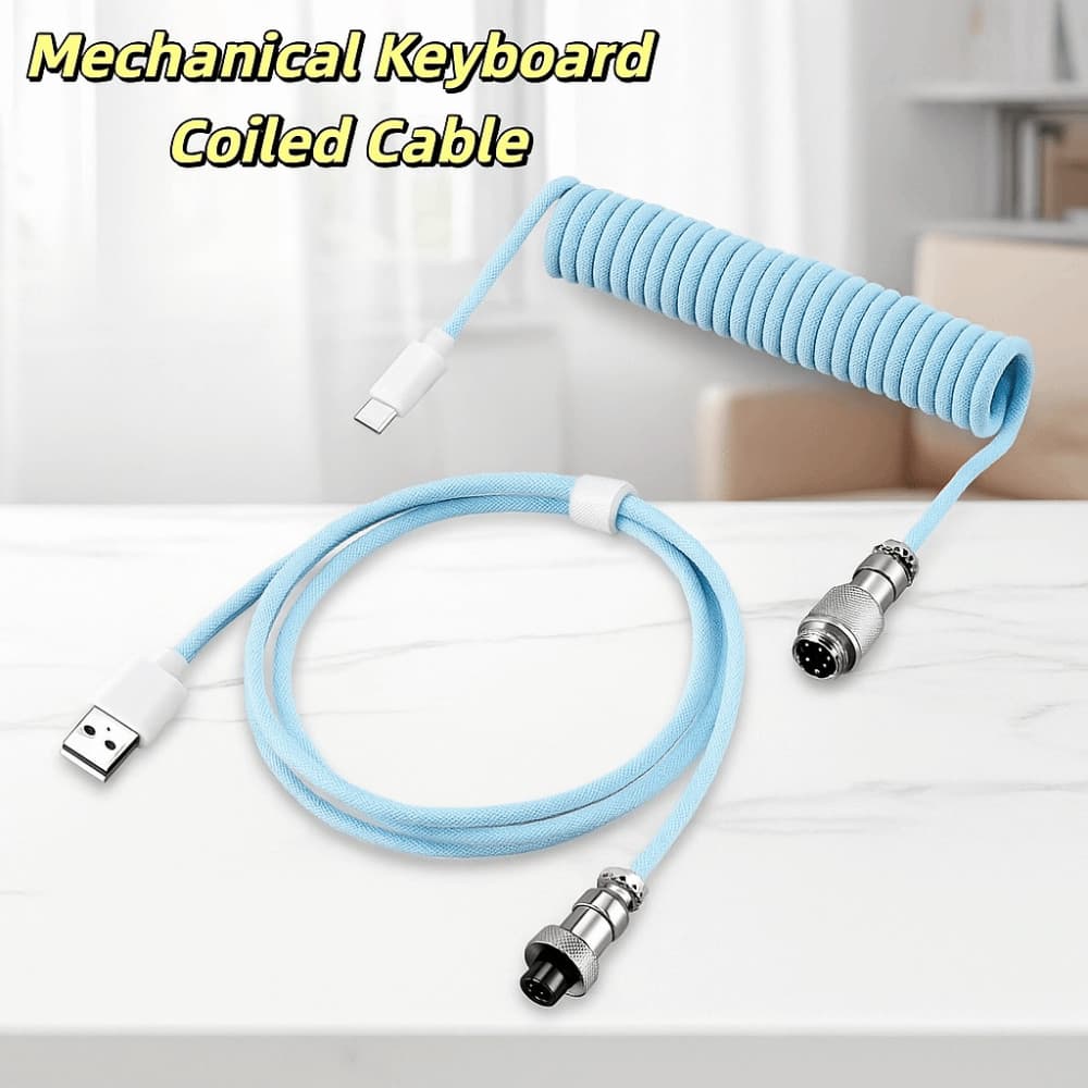 Cabo Enrolado Para Teclado Mecânico LYNDON , Porta USB Com Design E Tipo C