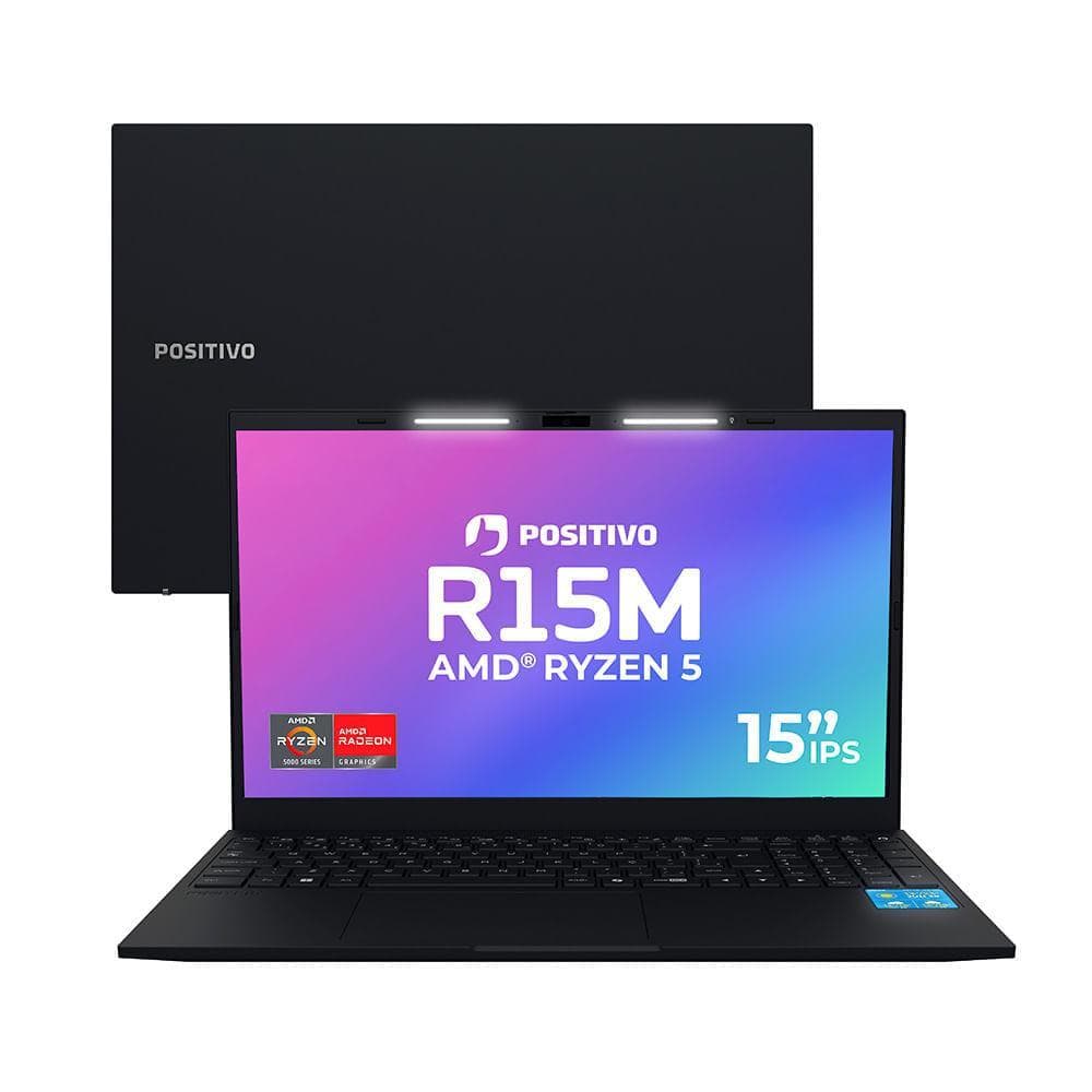 Notebook Positivo Vision R15M AMD® Ryzen 5-5625U Linux 16GB RAM 256GB SSD Wi-Fi 6 15” Full HD IPS Minitela - Preto