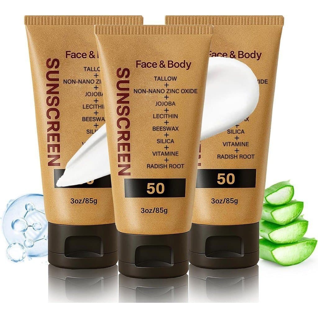 Protetor Solar de Sebo SPF50, Loção Protetora Solar Natural de Sebo, Resistente à Água com Óxido de Zinco, Protetor Sola