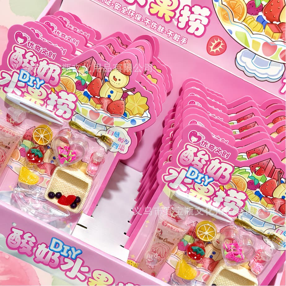 Iogurte diy pesca de frutas brinquedos artesanais crianças creme educativo cola comida criativa brinquedos certificação 