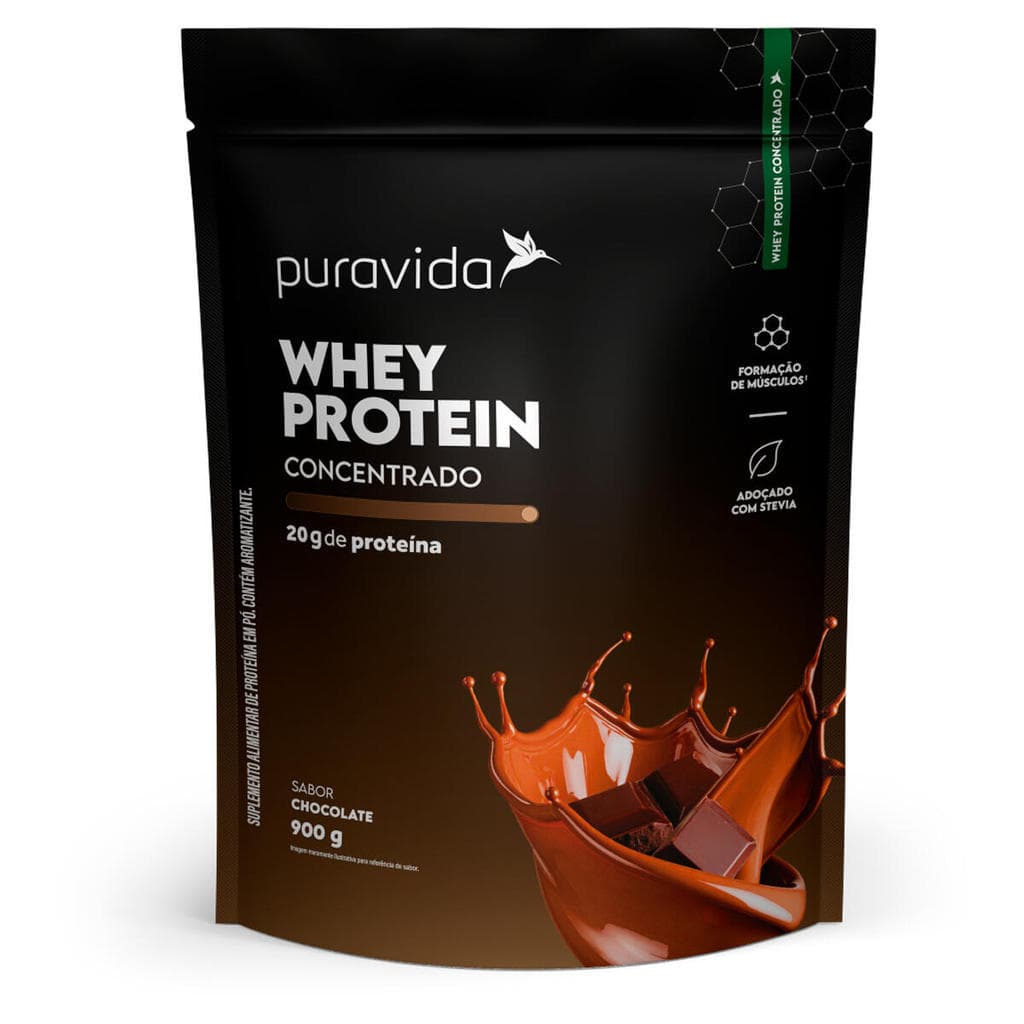 Whey Protein Concentrado Puravida 900g Chocolate