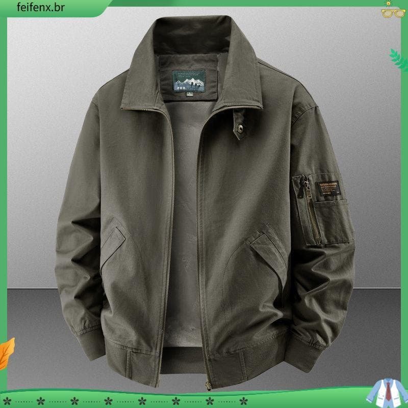 Primavera outono ao ar livre tamanho grande jaqueta de algodão puro masculino Casual Retro macacão jaqueta masculina top