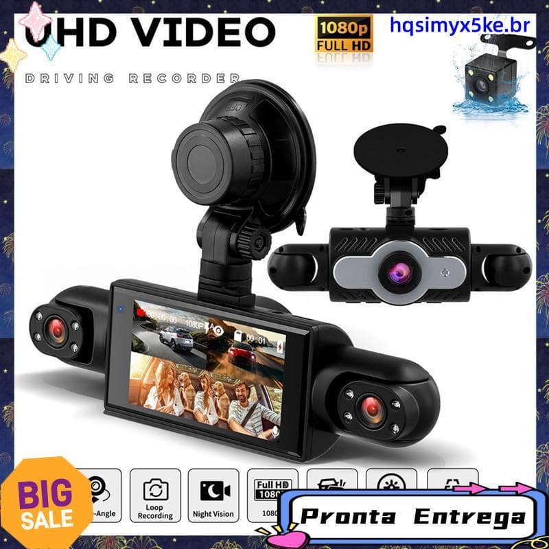4 Canais 360 ° Dash Cam 1080P Frontal E Traseira , Câmera De 3 Polegadas Para Carros Com Visão Noturna , Gravação Em Loo