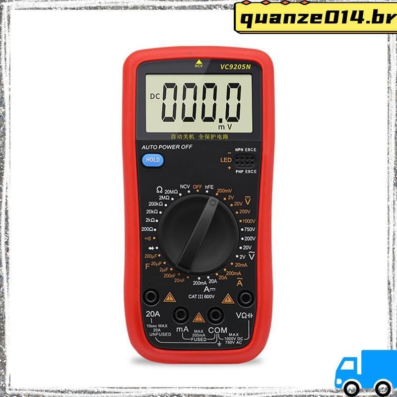 DT9205N Multímetro Digital NCV Testador De Tensão AC DC Medidor De Diodo De Capacitância De Resistência De Corrente