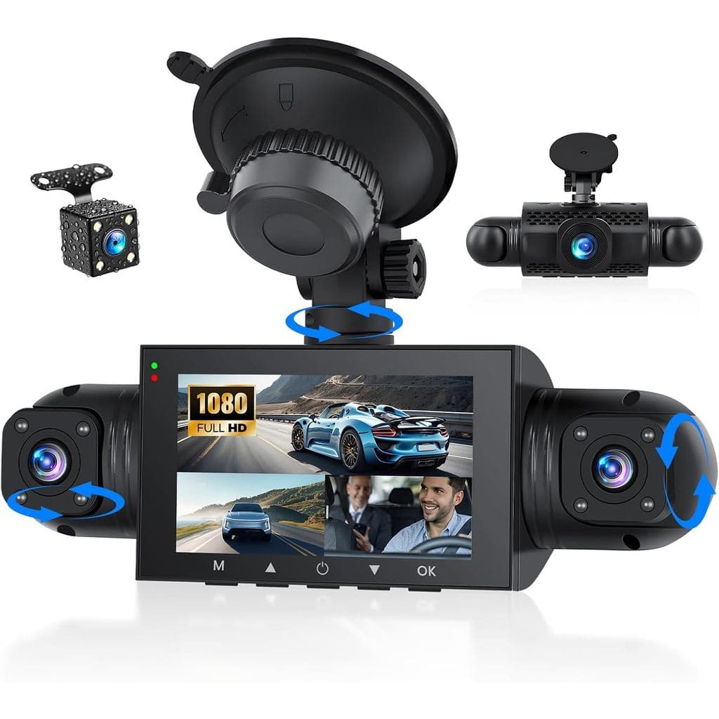 4 Canais 360 ° Câmera Veicular Frontal e Traseira, Interna, Esquerda e Direita, Câmera Veicular 3'' 1080P para Carros, C