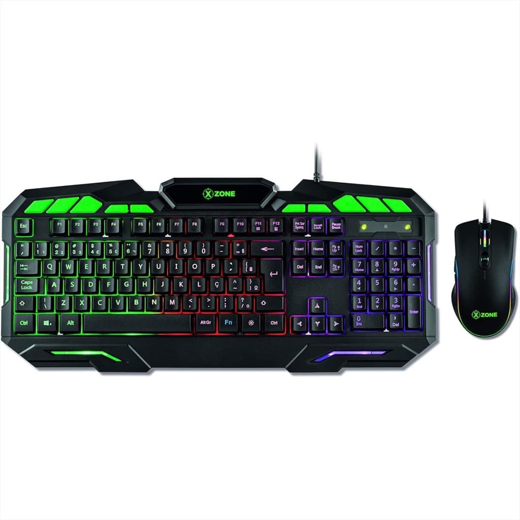 Kit Teclado e Mouse Gamer Xzone GTC-01 - Teclado Semi-Mecânico ABNT2 - Mouse 3200 DPI, Anti-Ghosting 26 Teclas