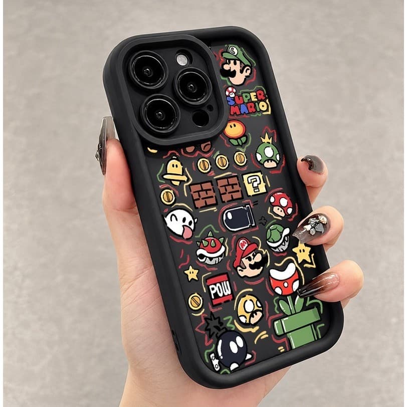 Capinha Super Mario Capa de celular Anti-queda para iPhone 11 12 13 14 15 16E 17 18 Pro MAX Plus Jogo