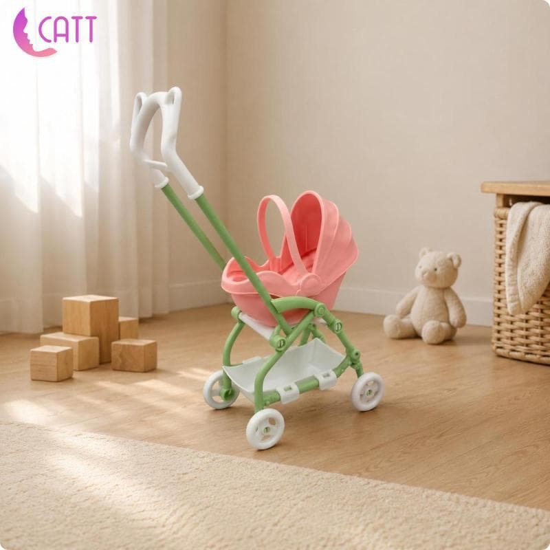 [Dadada2] Design Realista Carrinho De Boneca Dobrável Leve Mini Brinquedo Compacto Bebê Quatro Rodas