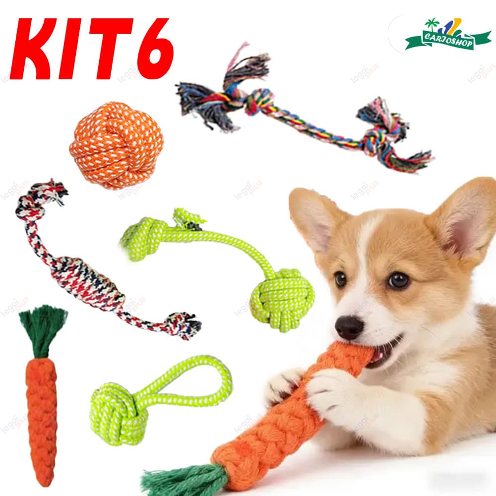 6 Unidades Brinquedo Mordedor de Corda para Cachorro, Brinquedo Resistente Interativo para Cães Porte Médio 