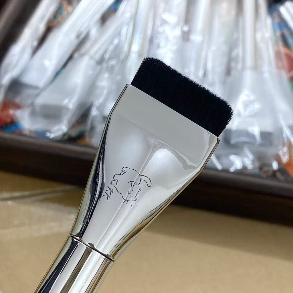 Pincel de base em linha, pincel de maquiagem sem costura, cabeça plana, máscara de maquiagem, base líquida, corretivo, u