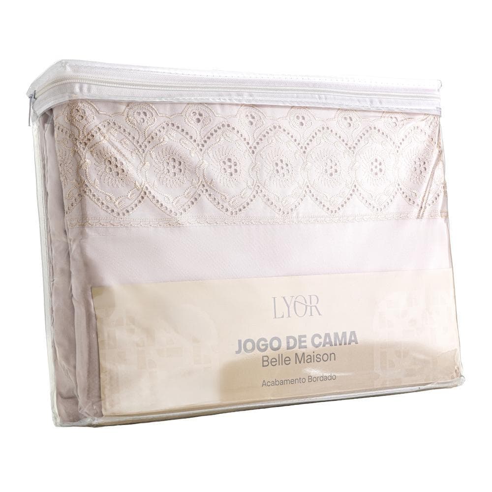 Jogo de Cama Bordado King Belle Maison Rosa Microfibra Lyor Lençol Fronha e Colcha para Quarto Casal Cama Decoração Luxo