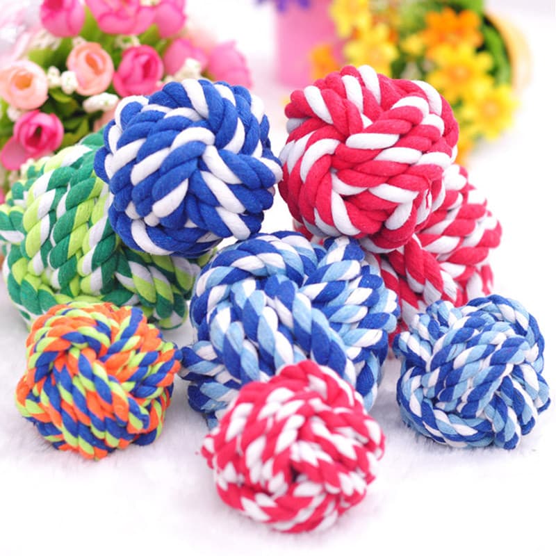 Brinquedo para cachorro de estimação, corda de algodão, bola resistente à mordida, bola para mordida de cachorro, corda 