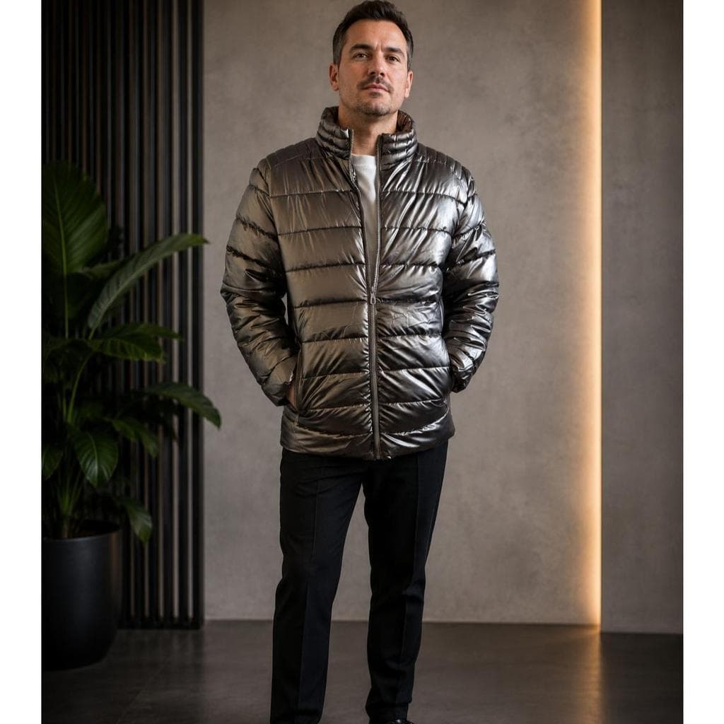 Jaqueta Puffer Masculina Metalizada Bobojaco Premium