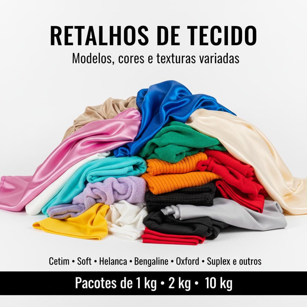 5 Kg de Retalho Tecidos Variados - Artesanato Costura e Patchwork