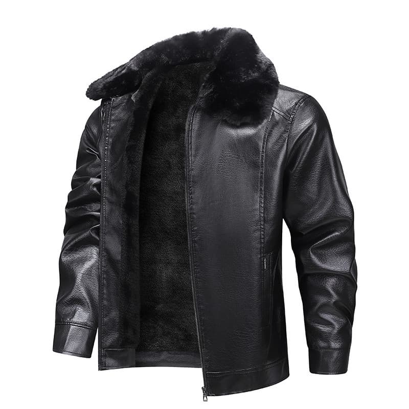 2026 forro de lã de inverno jaqueta de couro espessada masculina gola de pele jaqueta de algodão masculina à prova de ve