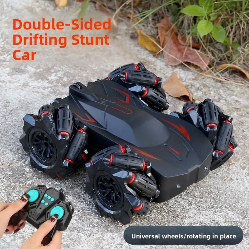 Carrinho de acrobacias dupla face com controle remoto, capota e drift, tração nas quatro rodas, brinquedo infantil com r