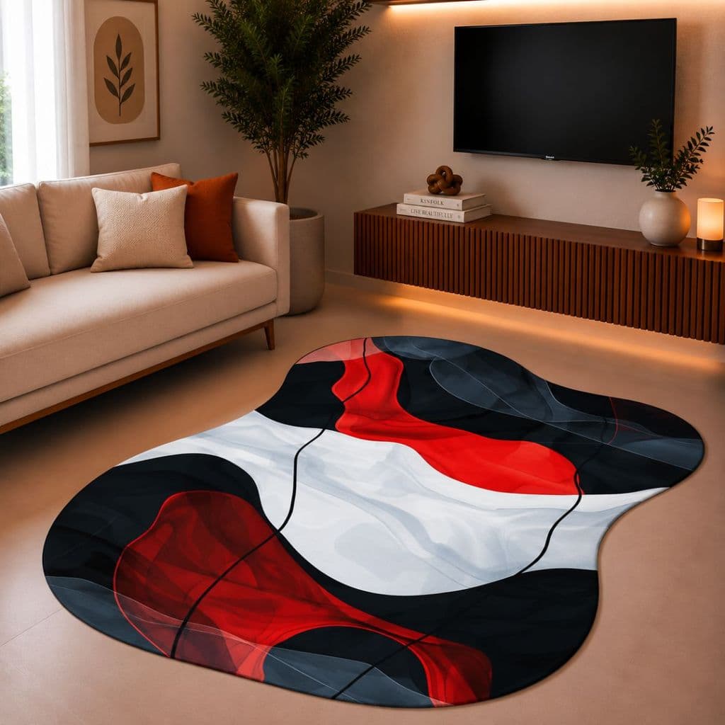 Tapete Orgânico Decorativo 117x67cm Antiderrapante para Sala e Quarto 078