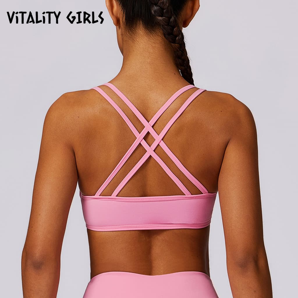 Vitalidade meninas europeu americano ferro Yoga roupa interior cruz bela volta doce cor roupas de Fitness sutiã feminino