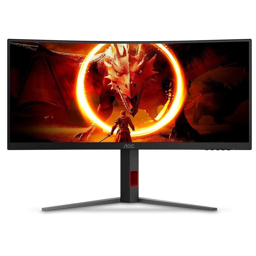 Monitor Gamer Curvo AOC Agon 34", Ultrawide, 180Hz, 0.5ms, Fast VA, Adaptive-Sync, Altura Ajustável, Preto - U34G4C