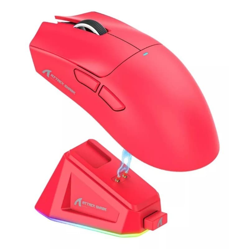 Mouse Gamer FPS Attack Shark X11 59g Tri-Mode PAW3311 RGB com Dock de Carregamento Magnético para PC Notebook