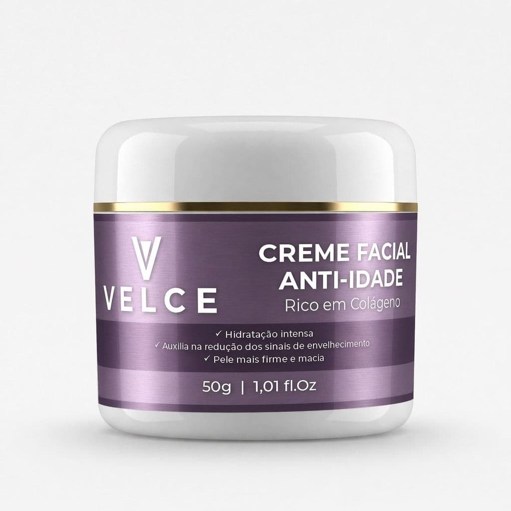 Velce Creme Facial Anti-idade Rico em Colágeno - Firmeza, Revitalização e Hidratação