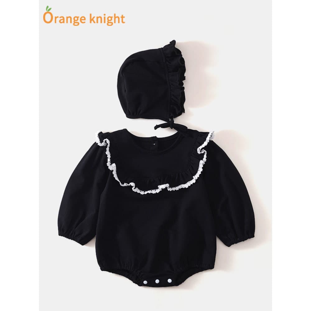 Bebê bebê moletom primavera outono bebê menina princesa preto macacão Super elegante roupas de manga comprida primavera 