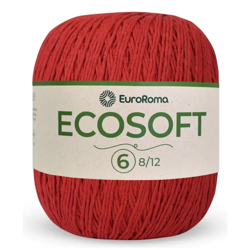 Barbante Euroroma Linha Ecosoft Nº 6 Crochê Tricô 422g 452m Cor 1000 - Vermelho