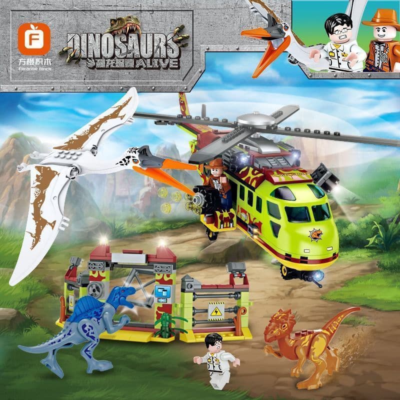 Conjunto de 888 peças compatível com Lego, Mundo dos Dinossauros, série completa, blocos de montar de pterossauro e tira