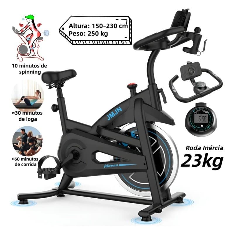Bicicleta Ergométrica para Spinning Mecânica Roda De Inércia 23Kg Ate 230Kg Ergometrica Com Para Fitness Profissional