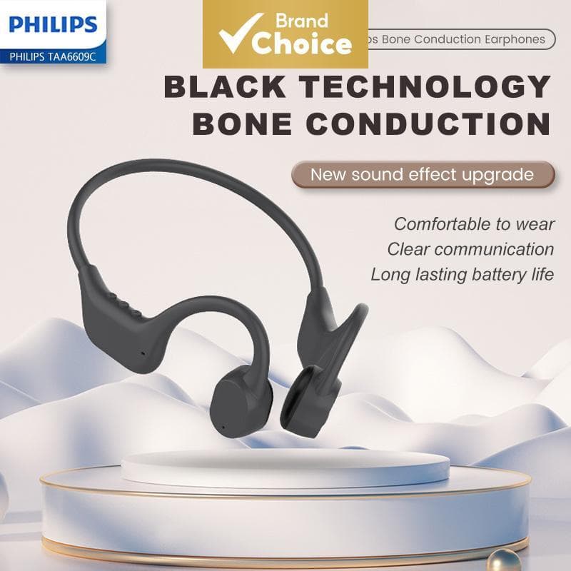 Fones de ouvido Philips TAA6609C sem fio, Bluetooth, condução óssea, fones esportivos abertos, firmemente fixados,
