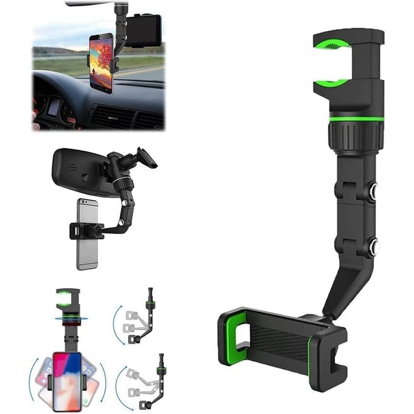 Novo suporte de telefone para espelho retrovisor de 360° para montagem multifuncional carro/casa