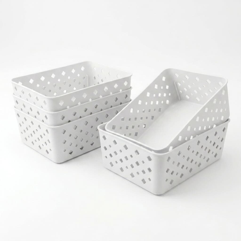 Kit 8 Cestos Organizador Multiuso Branco Empilhável Armário Gaveta Closet Lavanderia Cozinha Plástico Organizadora