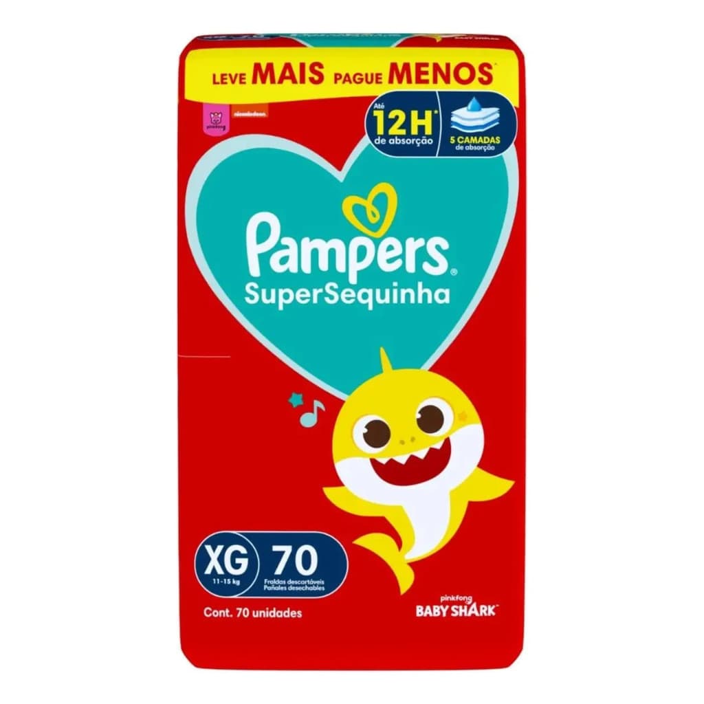 Fralda Descartável Pampers Supersequinha Xg Pacote 70 Unid