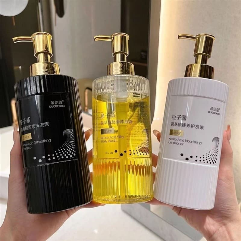 Caviar Shower Gel Ultra Hidratante Hidratante Fragrância de Longa Duração Conjunto de Shampoo Macio e Fofo